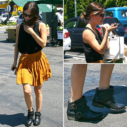Rachel Bilson's Biker Boots + Skirt Is the Best of Both Style Worlds 