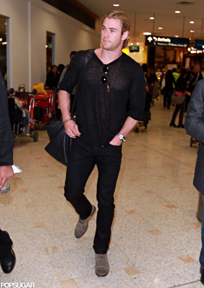 Chris Hemsworth arrived at Sydney's airport wearing an all-black outfit.
Chris Hemsworth arrived at Sydney's airport wearing an all-black outfit.