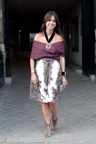 Take a cue from this street-style pro and highlight an off-the-shoulder neckline with a truly unique statement piece.
Take a cue from this street-style pro and highlight an off-the-shoulder neckline with a truly unique statement piece.