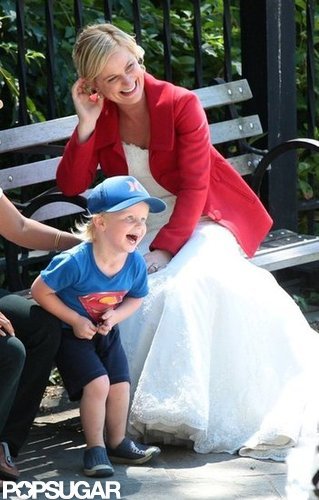 Amy Poehler Gets Close With Pal Paul and Son Archie on Set Amy Poehler Gets Close With Pal Paul and Son Archie on Set