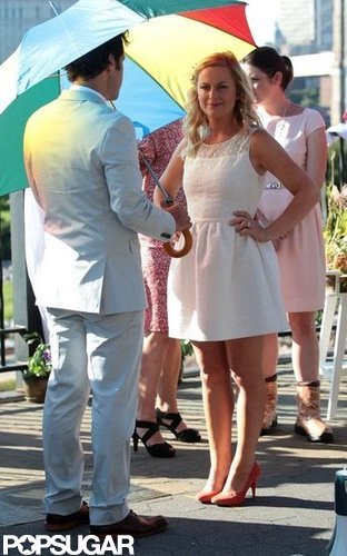 Amy Poehler chatted with Paul Rudd between scenes.
Amy Poehler chatted with Paul Rudd between scenes.