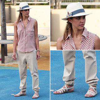 Jessica Alba Wearing Polka-Dot Shirt