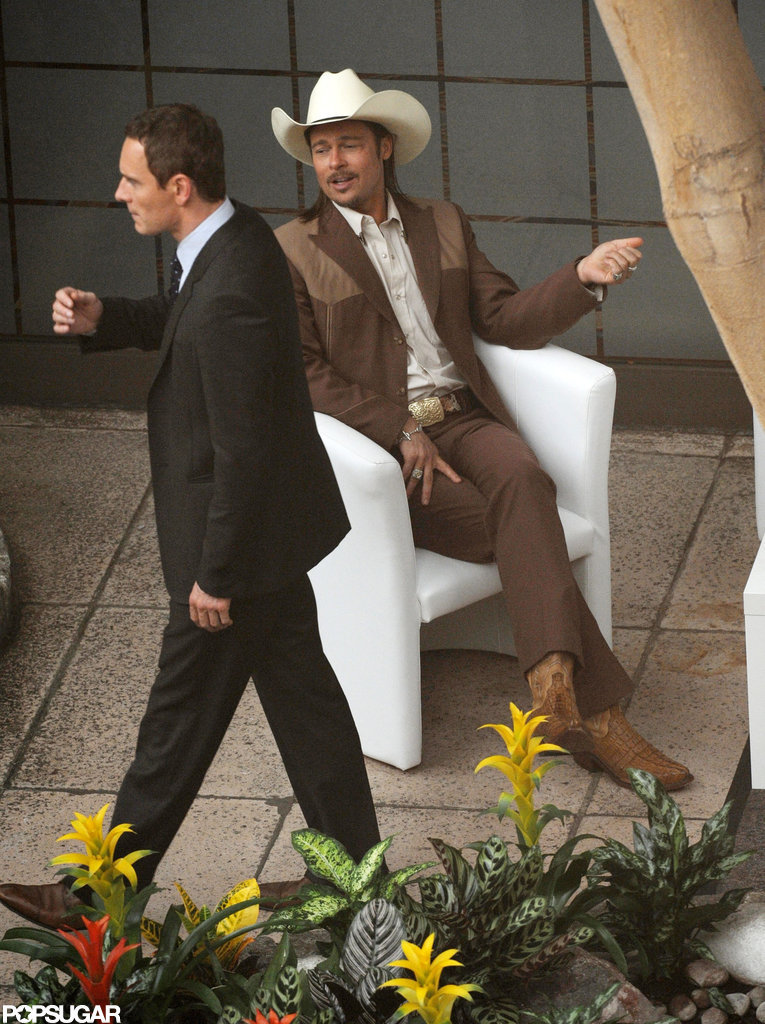 Brad Pitt was decked out in a cowboy outfit. Brad Pitt was decked out in a cowboy outfit.