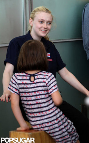 Dakota Fanning laughed with Ramona Sarsgaard on the set of Very Good Girls in NYC.
Dakota Fanning laughed with Ramona Sarsgaard on the set of Very Good Girls in NYC.