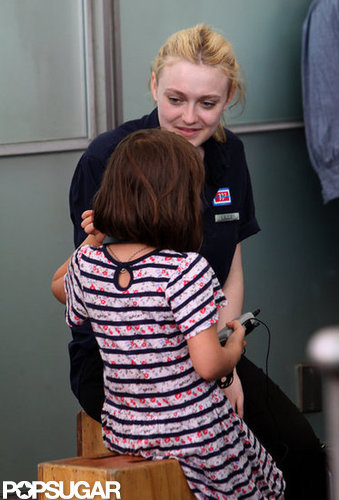 Dakota Fanning played with Ramona Sarsgaard on the set of Very Good Girls in NYC.
Dakota Fanning played with Ramona Sarsgaard on the set of Very Good Girls in NYC.