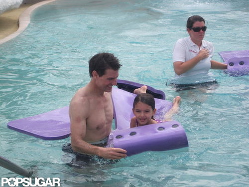 Shirtless Tom Cruise Splashes Around at a Water Park With Suri Shirtless Tom Cruise Splashes Around at a Water Park With Suri
