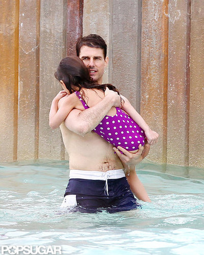 Shirtless Tom Cruise Splashes Around at a Water Park With Suri Shirtless Tom Cruise Splashes Around at a Water Park With Suri