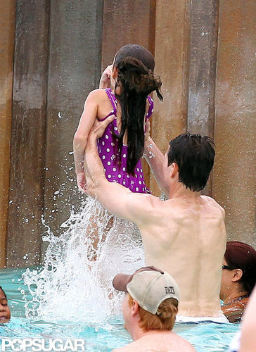 Tom Cruise and Suri Cruise played at the water park.
Tom Cruise and Suri Cruise played at the water park.