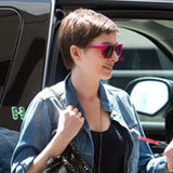 Anne Hathaway's Summer Style: Striped Maxi Skirt and Fuchsia Shades Anne Hathaway's Summer Style: Striped Maxi Skirt and Fuchsia Shades