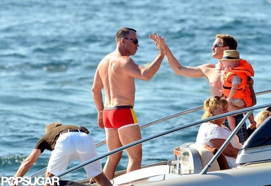 Neil Patrick Harris and David Furnish gave each other a high-five on the boat.
Neil Patrick Harris and David Furnish gave each other a high-five on the boat.