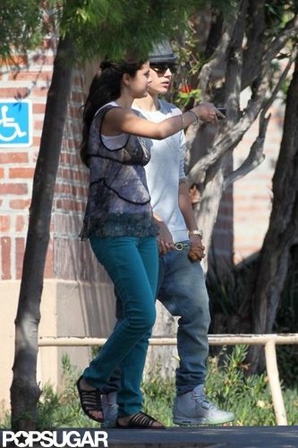 Selena Gomez got a visit from Justin Bieber on the set of her new movie in LA.
Selena Gomez got a visit from Justin Bieber on the set of her new movie in LA.