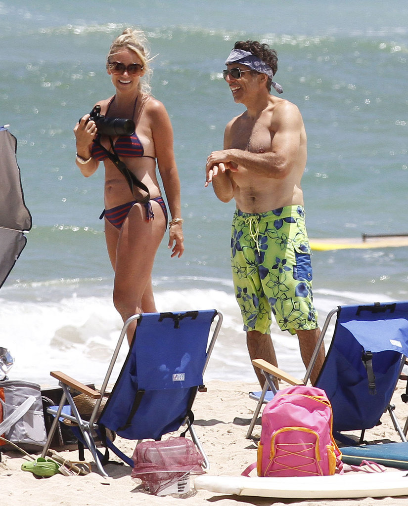 Shirtless Ben Stiller Hits the Beach With Bikini-Clad Christine Taylor Shirtless Ben Stiller Hits the Beach With Bikini-Clad Christine Taylor