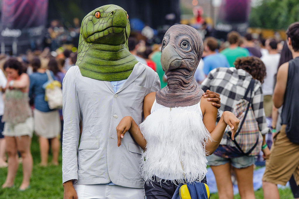 A masked pair of lovebirds attended the Catalpa Festival at Randall's Island in New York City.
A masked pair of lovebirds attended the Catalpa Festival at Randall's Island in New York City.