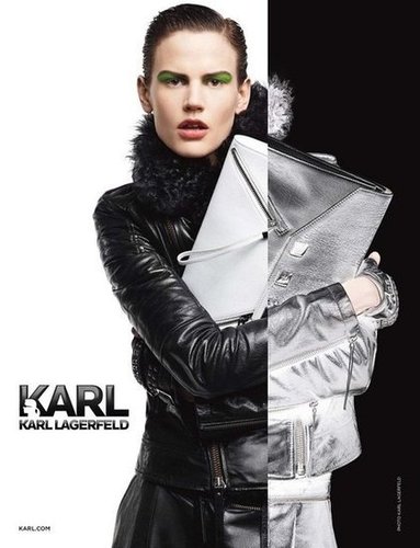 The Karl by Karl Lagerfeld Fall ads shows off the designer's signature monochromatic palette to perfection.
The Karl by Karl Lagerfeld Fall ads shows off the designer's signature monochromatic palette to perfection.