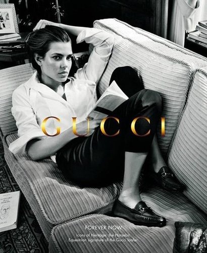 Charlotte totally nails the borrowed-from-the-boys look while lounging in Gucci's Forever Now Fall ad campaign.
Charlotte totally nails the borrowed-from-the-boys look while lounging in Gucci's Forever Now Fall ad campaign.