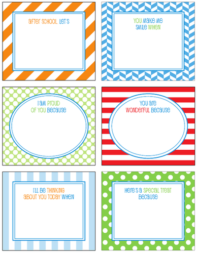 Free Printable School Lunch Box Notes Free Printable School Lunch Box Notes
