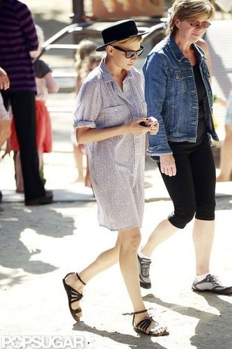 Michelle Williams wore a black hat and sundress to the park.
Michelle Williams wore a black hat and sundress to the park.