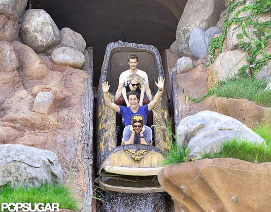 Emma Stone and Andrew Garfield had fun on one of the rides at Disneyland.
Emma Stone and Andrew Garfield had fun on one of the rides at Disneyland.