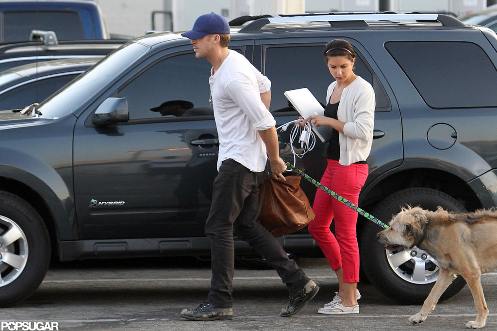 Ryan Gosling Gets Ready For Work With His Dog, George Ryan Gosling Gets Ready For Work With His Dog, George