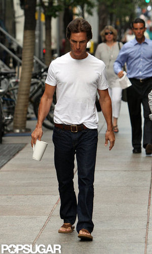 Matthew McConaughey walked to work.
Matthew McConaughey walked to work.