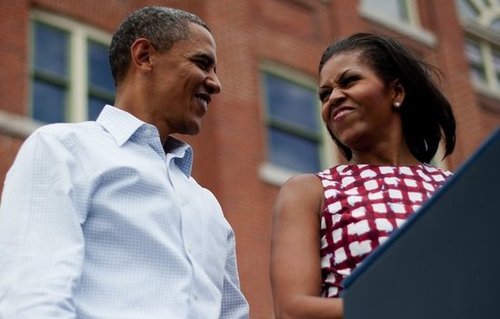 The Obamas gave each other a sweet look in Iowa.
The Obamas gave each other a sweet look in Iowa.