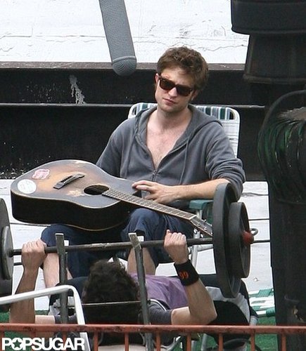 Rob only zipped his hoodie up halfway, giving us a peek at his chest while filming Remember Me in NYC in July 2009.
Rob only zipped his hoodie up halfway, giving us a peek at his chest while filming Remember Me in NYC in July 2009.