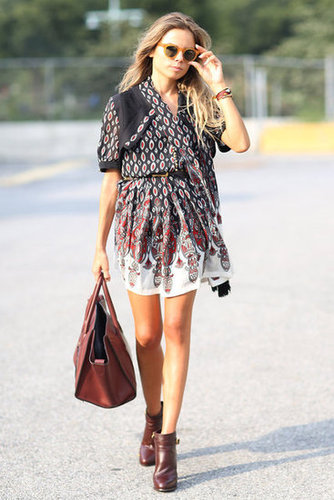 A boho mini got grounded with a touch of Fall-feeling leather add-ons, like a red Céline bag and burgundy ankle boots.
Source: Greg Kessler
A boho mini got grounded with a touch of Fall-feeling leather add-ons, like a red Céline bag and burgundy ankle boots.
Source: Greg Kessler