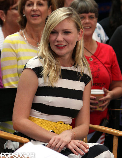 Kirsten Dunst wore a striped dress with a yellow belt in NYC.
Kirsten Dunst wore a striped dress with a yellow belt in NYC.