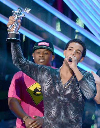 Drake picked up a Moonman at the VMAs.
Drake picked up a Moonman at the VMAs.