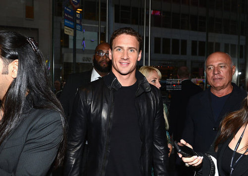 Ryan Lochte sported a leather jacket.
Ryan Lochte sported a leather jacket.