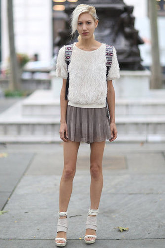 Ample texture made this pleated skirt look a standout.
Source: Greg Kessler
Ample texture made this pleated skirt look a standout.
Source: Greg Kessler