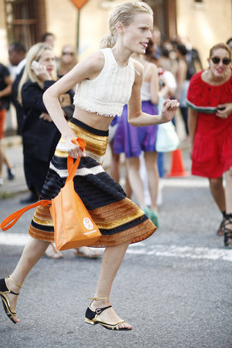 Model Hanne Gaby Odiele made running around NYFW look adorable in a Proenza Schouler midi skirt.
Source: Greg Kessler
Model Hanne Gaby Odiele made running around NYFW look adorable in a Proenza Schouler midi skirt.
Source: Greg Kessler