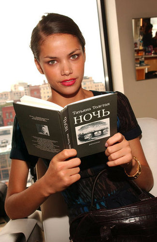 A model was caught reading before strutting her stuff for Thakoon's Spring 2006 fashion show during Olympus Fashion Week.
A model was caught reading before strutting her stuff for Thakoon's Spring 2006 fashion show during Olympus Fashion Week.