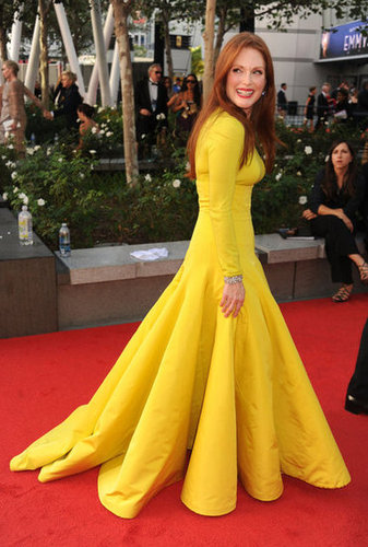 Julianne Moore lit up the carpet in bright yellow.
Julianne Moore lit up the carpet in bright yellow.