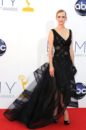 January Jones wore a black Zac Posen gown to the Emmy Awards.
January Jones wore a black Zac Posen gown to the Emmy Awards.