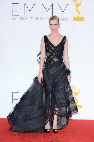 January Jones, mom to 1-year-old Xander, wowed in a black Zac Posen gown.
January Jones, mom to 1-year-old Xander, wowed in a black Zac Posen gown.