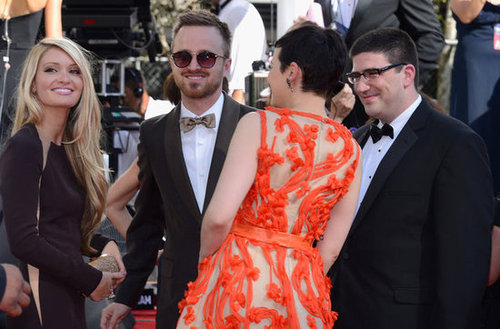 Ginnifer Goodwin greeted Aaron Paul and his fiancée Lauren Parsekian arriving at the Emmys.
Ginnifer Goodwin greeted Aaron Paul and his fiancée Lauren Parsekian arriving at the Emmys.