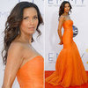Pictures of Padma Lakshmi in Orange Monique Lhuillier at the 2012 Emmy Awards