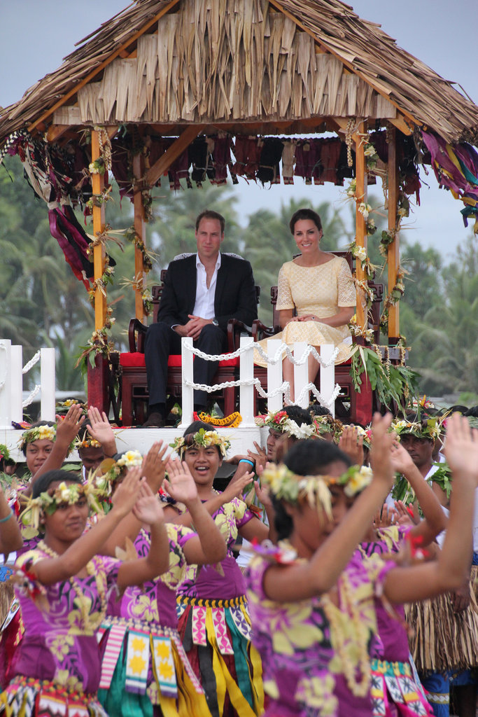 Prince William and Kate arrived in Tuvalu in 2012 by elevated hut.
Prince William and Kate arrived in Tuvalu in 2012 by elevated hut.