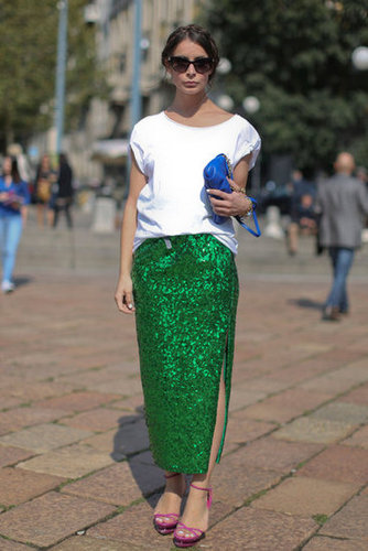 This skirt had ample statement power — all she needed was a white tee to finish it off.
This skirt had ample statement power — all she needed was a white tee to finish it off.