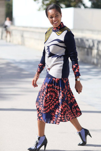 Playful print-mixing livened up this look.
Playful print-mixing livened up this look.