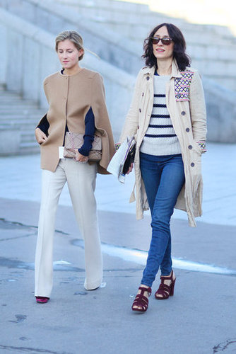 Behold, the classic cool of a camel cape and nautical stripes.
Behold, the classic cool of a camel cape and nautical stripes.