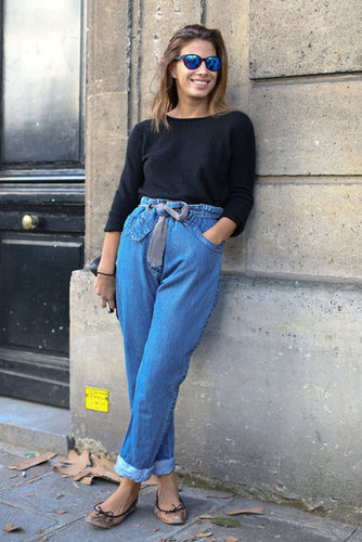 Boyfriend jeans in a slouchy fit were the cool counter to a basic t-shirt.
Boyfriend jeans in a slouchy fit were the cool counter to a basic t-shirt.