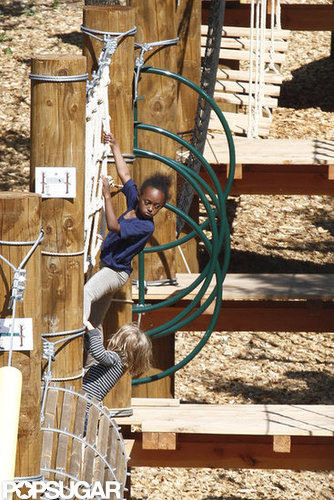 Angelina, Shiloh, Zahara, Pax, and the Twins Bounce Around at a Park! Angelina, Shiloh, Zahara, Pax, and the Twins Bounce Around at a Park!