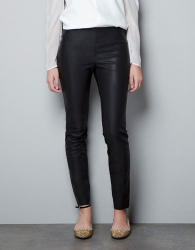 RUBBERISED LEATHER EFFECT LEGGINGS - Trousers - Woman - ZARA United States