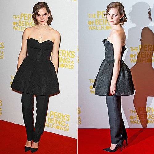 Emma Watson Wearing a Dress Over Pants