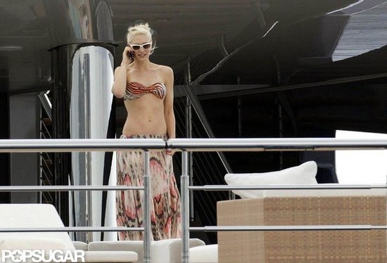 Gwen Stefani gabbed on her cell phone in a tiger-print bikini while on a yacht in France in May 2011.
Gwen Stefani gabbed on her cell phone in a tiger-print bikini while on a yacht in France in May 2011.