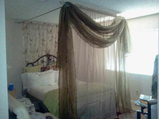 sheer canopy partly installed