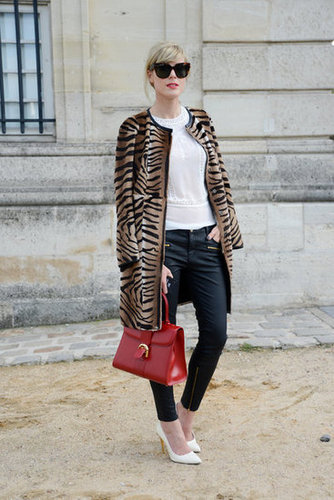 Animal print lent statement power to a pair of Zara leather-effect skinnies and pumps.
Animal print lent statement power to a pair of Zara leather-effect skinnies and pumps.