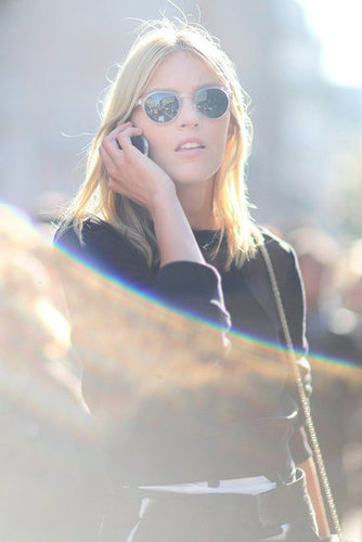 Anja Rubik worked perspex shades off the runway.
Anja Rubik worked perspex shades off the runway.